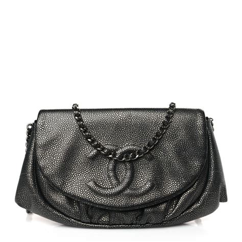 CHANEL Metallic Caviar Half Moon Wallet On Chain WOC 